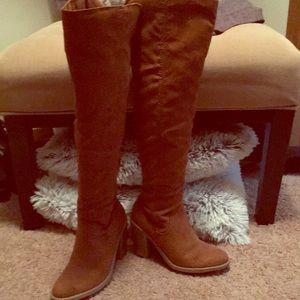 Knee high suede boots